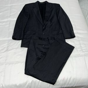 Oscar De La Renta Suit Dark Grey 100% Wool Mens 42S W 35X29.5 Mexico VTG